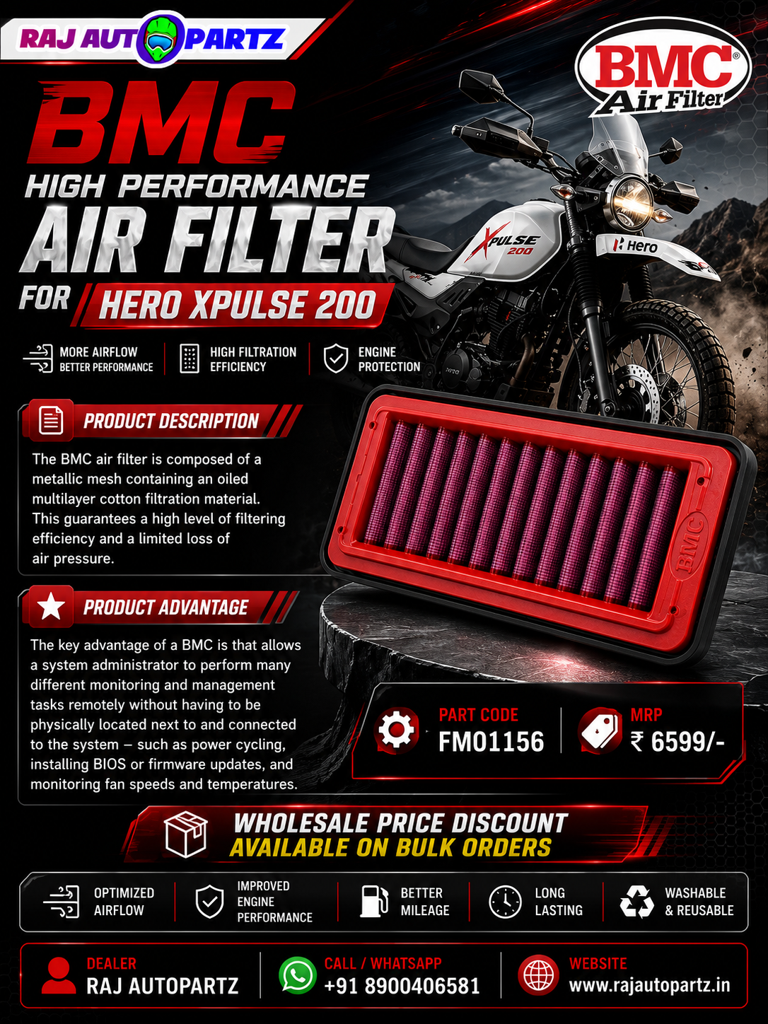 BMC AIRFILTER HERO XPULSE 200 2V /4V