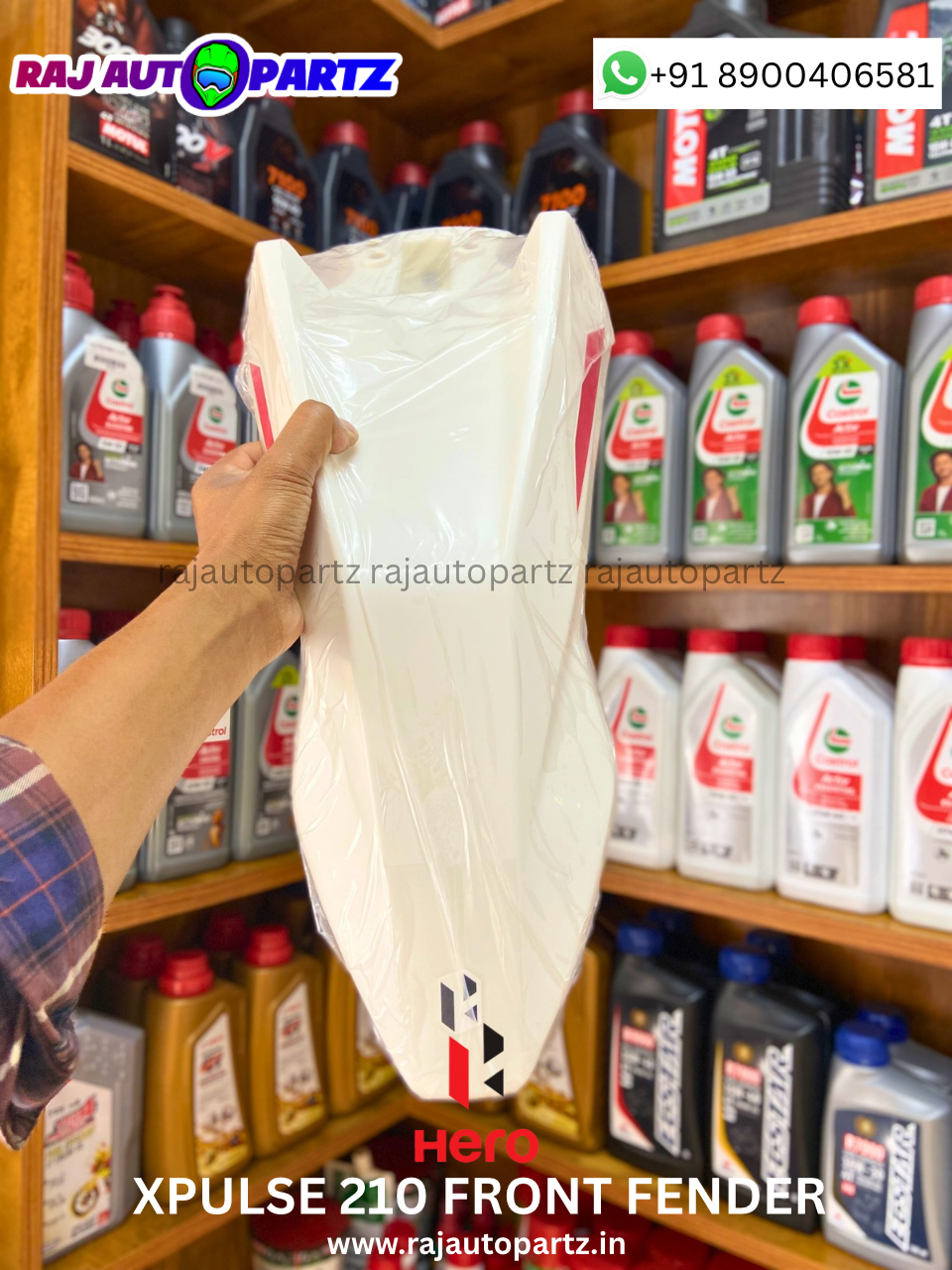 XPULSE 210 FRONT FENDER WHITE WITH RED DECALS