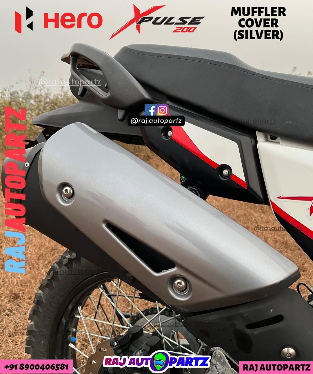 HERO XPULSE 200 MUFFLER COVER ( SILVER )