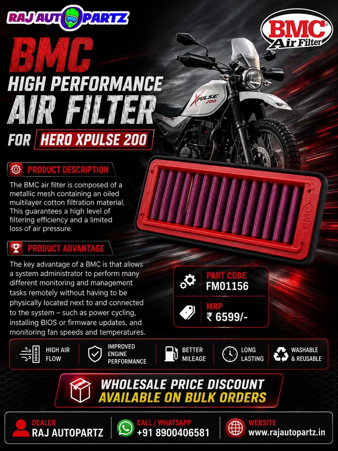BMC AIRFILTER HERO XPULSE 200 2V /4V