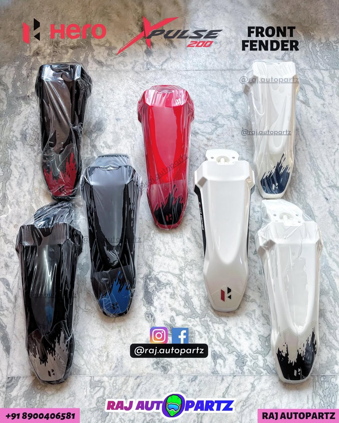 XPULSE 200 FRONT FENDER BLACK(RED STICKER)