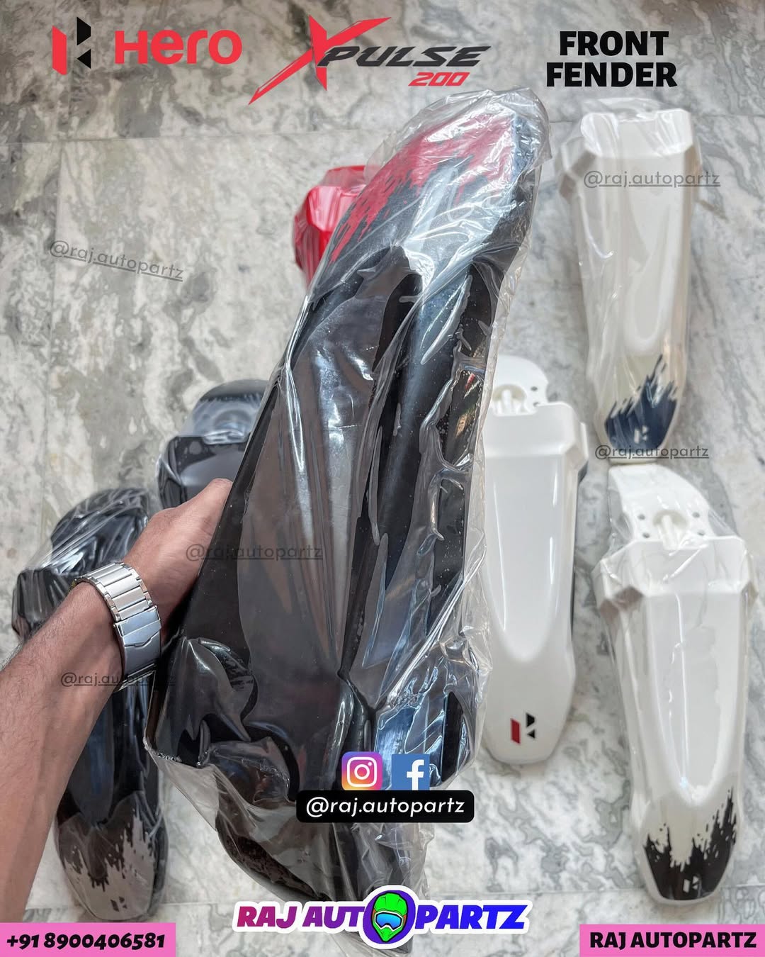 XPULSE 200 FRONT FENDER BLACK(RED STICKER)