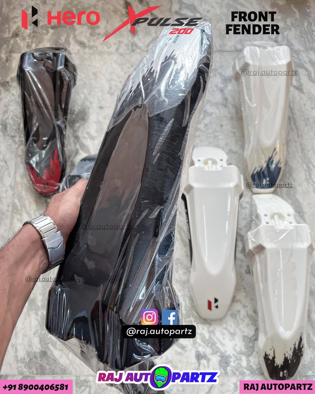 XPULSE 200 FRONT FENDER BLACK(WHITE STICKER)
