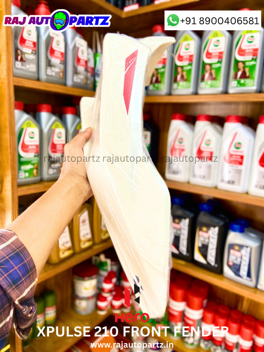 XPULSE 210 FRONT FENDER WHITE WITH RED DECALS