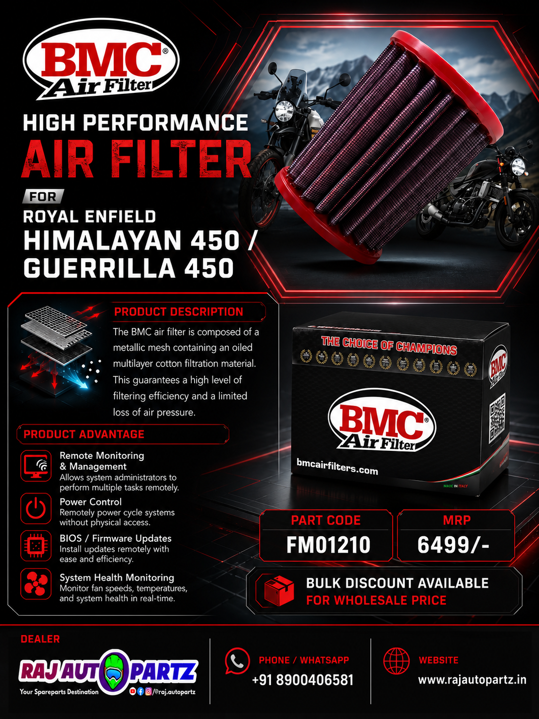 BMC AIRFITER FOR ROYAL ENFIELD HIMALAYAN 450/ GUERRILLA 450