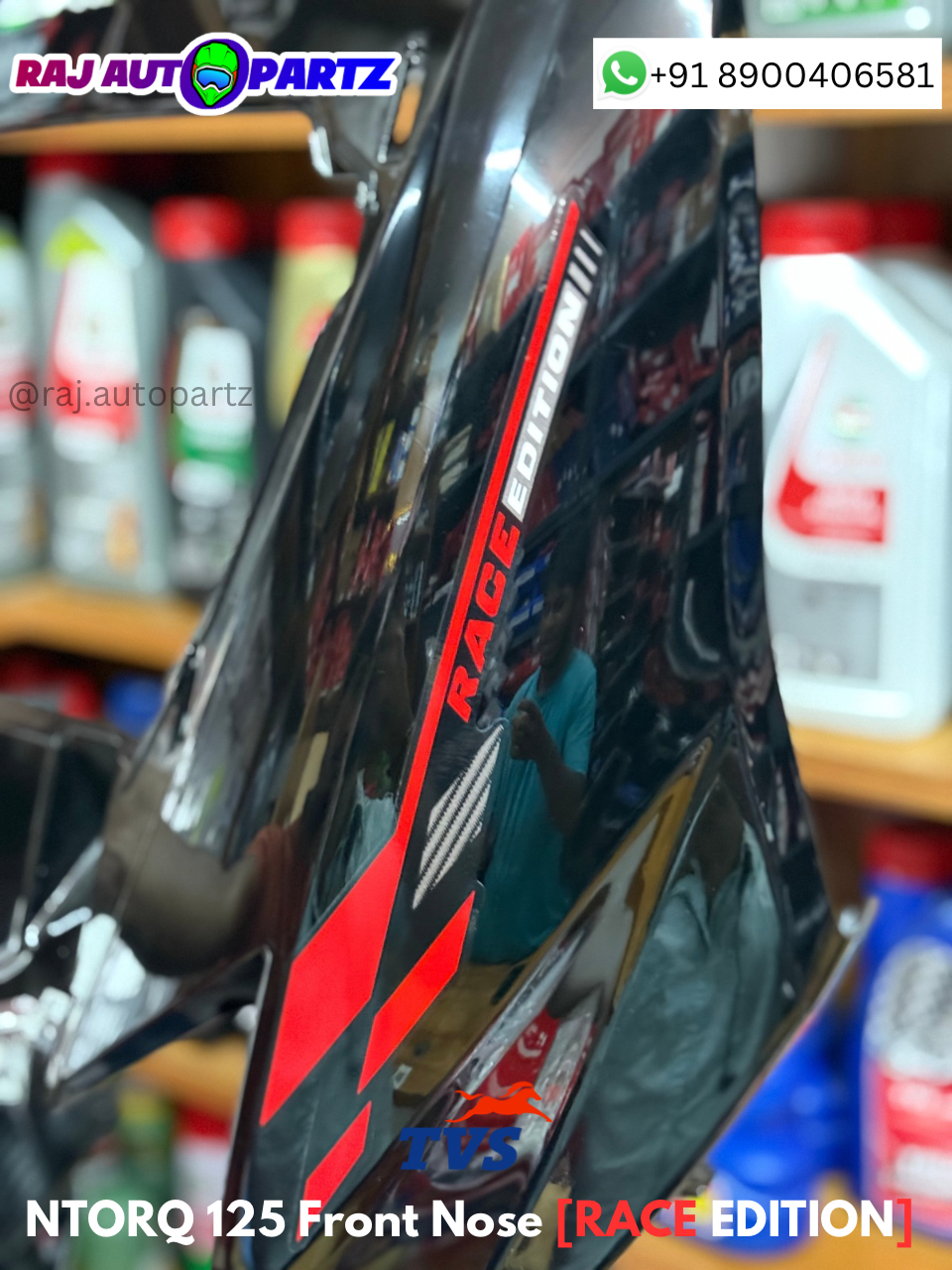 TVS NTORQ 125 FRONT NOSE COVER BLACK(RACE EDITION)