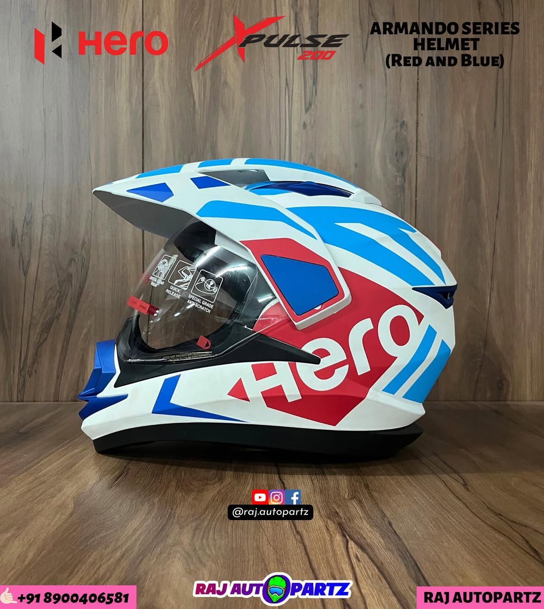HERO XPULSE 200 ARMANDO SERIES HELMET ( RED AND BLUE )